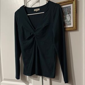 Madewell Black Twist Front Long Sleeve Top